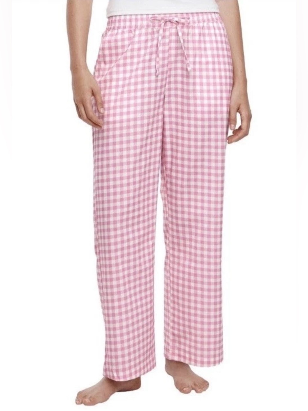 GAP 2 Pack 100% Cotton Pink Floral & Gingham Pajama Pants Lounge - Picture 2 of 6
